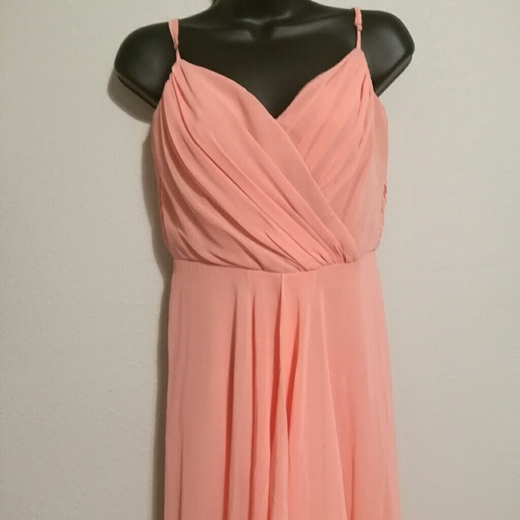 Gorgeous Peach Flowy Chiffon Dress sz 2 - Picture 4 of 5